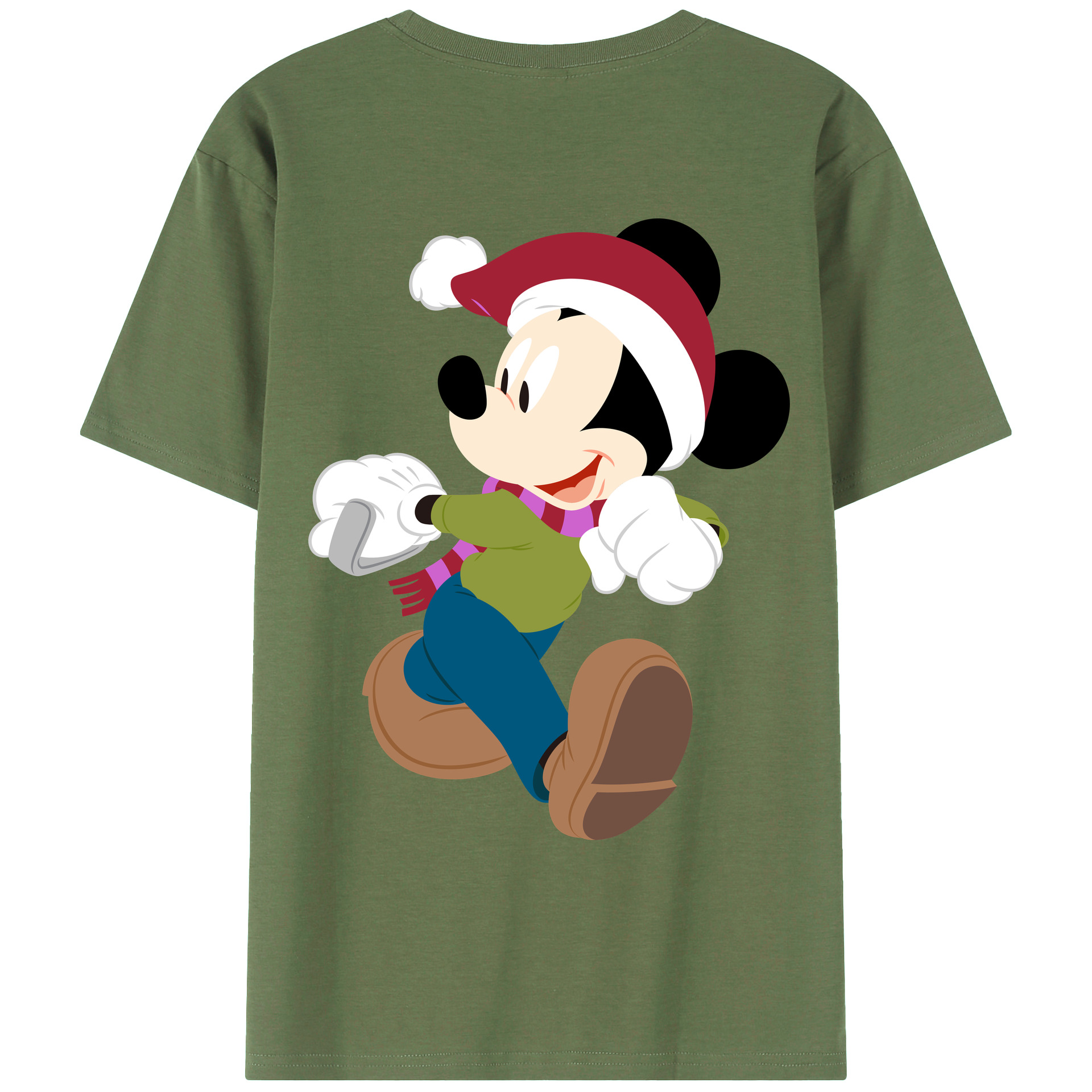 ミッキーマウス Mickey Mouse 綿100％ メンズ半袖Tシャツ（バックプリント） 通気性